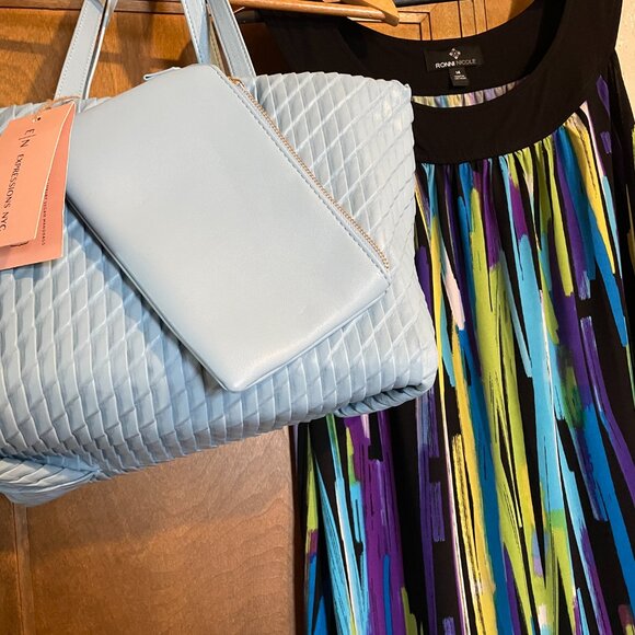 Rare EXPRESSIONS Eco Crossbody Tote Bag w/ Clutch & Ronni Nicole MIDI Dress! - Picture 12 of 16